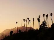 Blick auf das Hollywood Sign in Los Angeles bei Sonnenuntergang