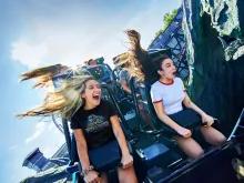 Guests on Velocicoaster at Universal Islands of Adventure
