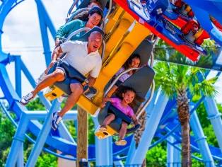 Guests on Phoenix Rising at Busch Gardens Tampa Bay