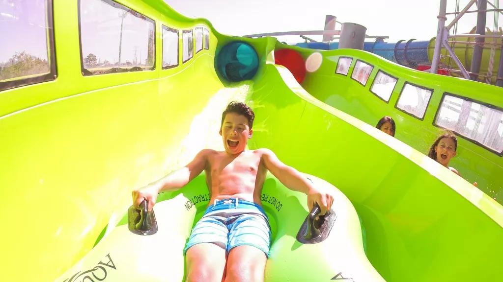 Boy on Riptide Race at Aquatica