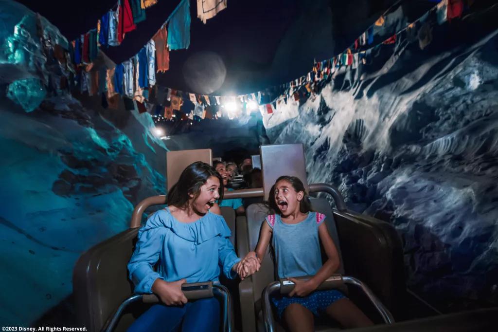 Gäste fahren mit Expedition Everest in Disney's Animal Kingdom