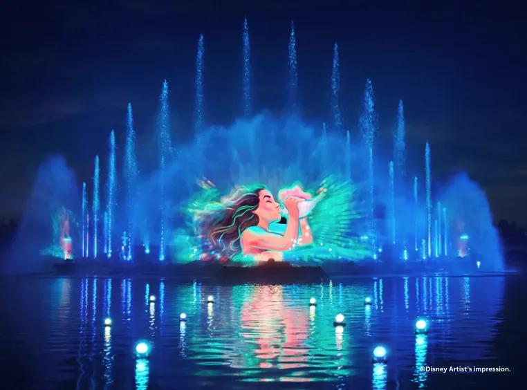 Disney Cascade of Lights show visual, Disney Adventure World