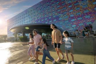 Guests outside the entrance to Universal Stella Nova Resort