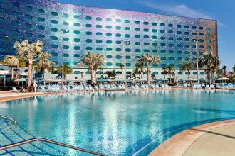 View of hotel from pool