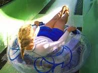 Woman riding the Falls water slide at Aquaventure Dubai