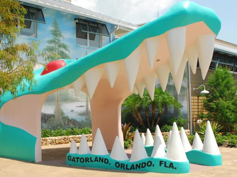 Gaping Alligator Jaws entrance at Gatorland in Florida