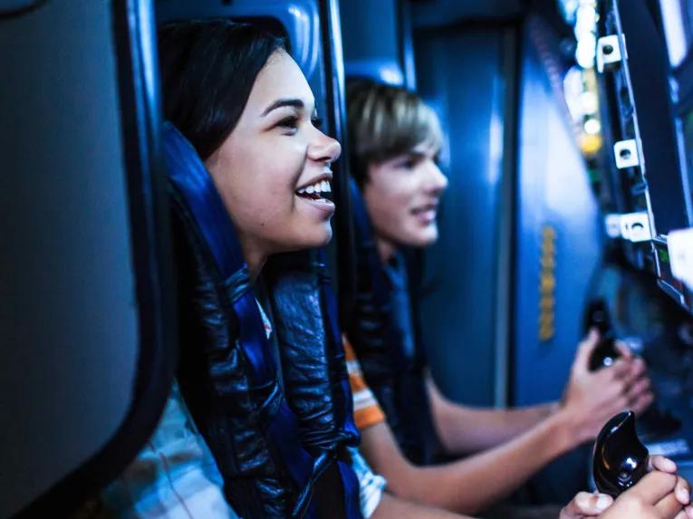 Friends experiencing Mission: SPACE at Epcot