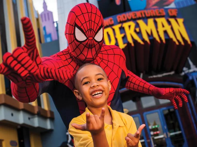 Boy with Spiderman at Universal's Islands of Adventure