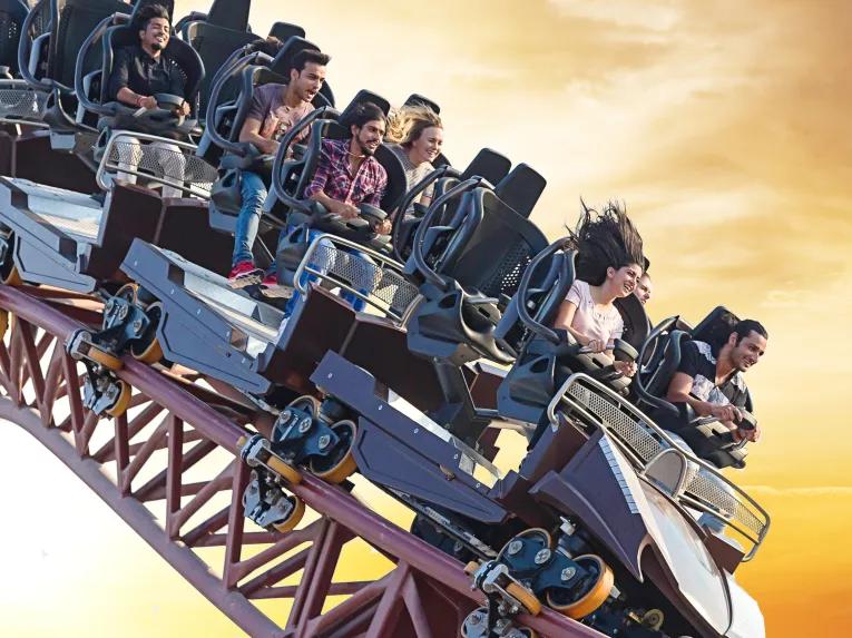 Capitol Bullet Train Roller Coaster at Motiongate Dubai