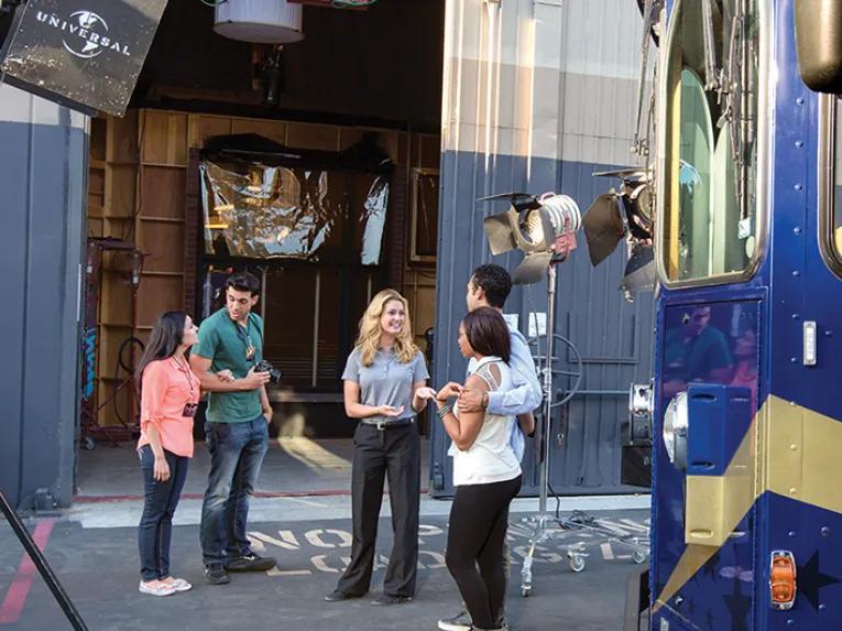 Guests exploring the Universal Backlot on an exclusive VIP Tour at Universal Studios Hollywood