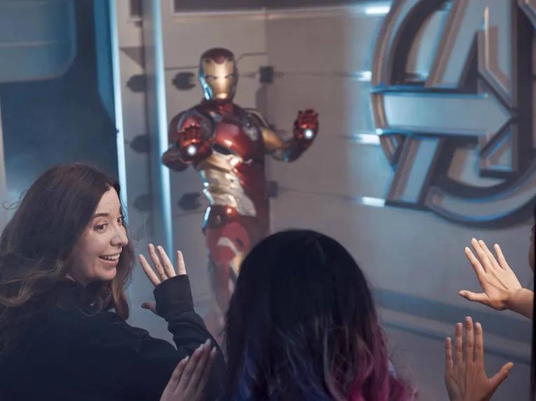 Guests with Iron Man at Disney California Adventure Park