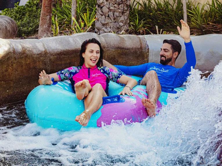 Family on Burj Surj at Wild Wadi Waterpark in Dubai