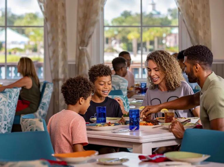 Family dining at Disney's Caribbean Beach Resort
