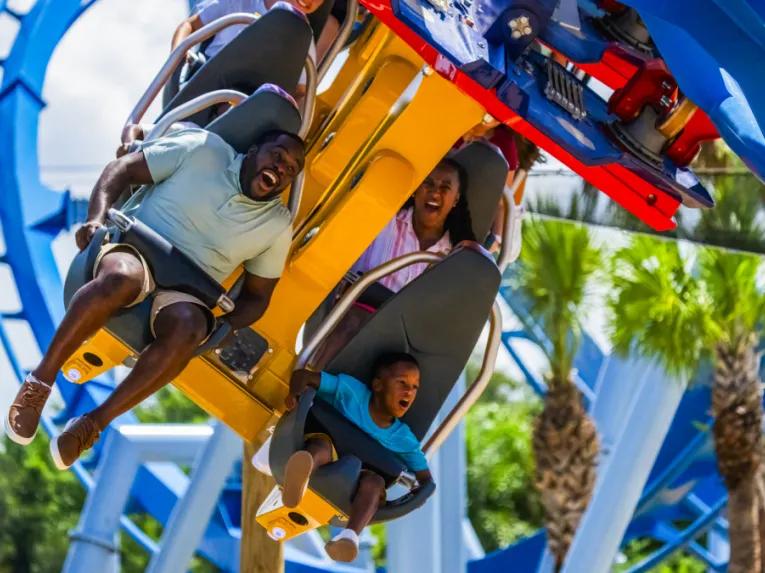 Guests on Phoenix Rising at Busch Gardens Tampa Bay