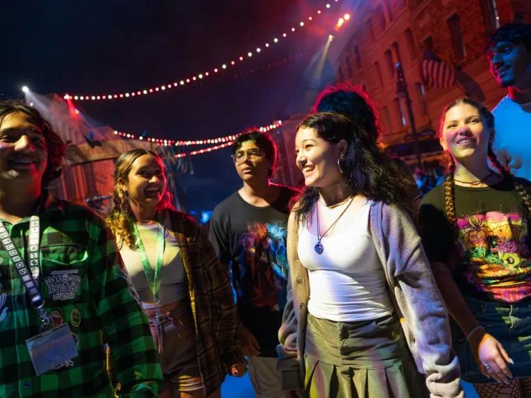 Guests in scare zone at Universal Orlando Halloween Horror Nights