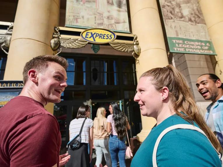 Guests joining the Express Line for Revenge of the Mummy at Universal Studios Florida