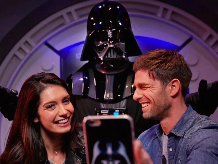 Guests with Darth Vader, Discoveryland at Disneyland Paris