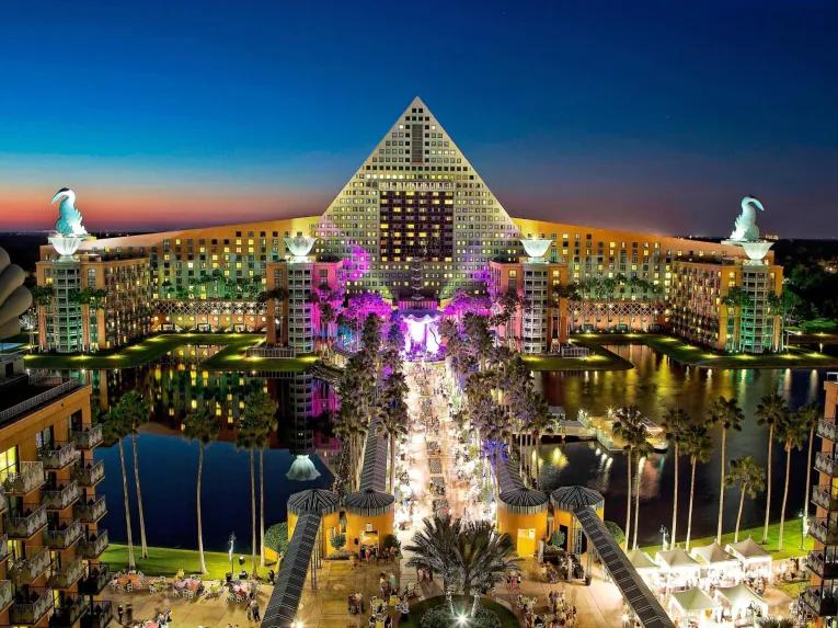 Walt Disney World Swan and Dolphin exterior at night
